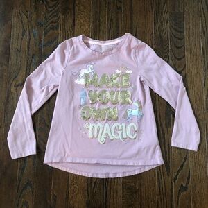 Cynthia Rowley Girls 7-8 Long-Sleeved Purple “Make Your Own Magic” Unicorn Top